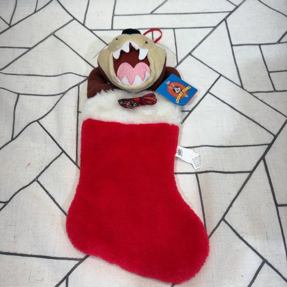 Looney Tunes Christmas Stocking 15in Red Taz Tasmanian Devil Vintage 1997 NWT
